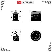 User Interface Pack of 4 Basic Solid Glyphs of beauty day salon iot love Editable Vector Design Elements