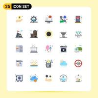 User Interface Pack of 25 Basic Flat Colors of message preference man gear printing Editable Vector Design Elements