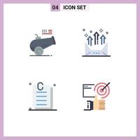 User Interface Pack of 4 Basic Flat Icons of big gun attachment mortar communication online Editable Vector Design Elements