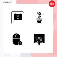 Group of 4 Solid Glyphs Signs and Symbols for cafe devices decoration tulip hardware Editable Vector Design Elements