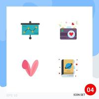 Pack of 4 Modern Flat Icons Signs and Symbols for Web Print Media such as chart bunny projector love rabbit Editable Vector Design Elements