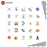 Editable Vector Line Pack of 25 Simple Flat Colors of network computing share music computing outgoing Editable Vector Design Elements