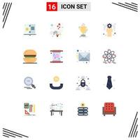 Pack of 16 creative Flat Colors of cooking setting award management prize Editable Pack of Creative Vector Design Elements
