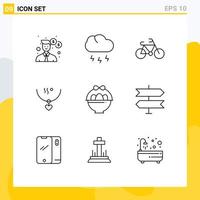 Modern Set of 9 Outlines Pictograph of egg wedding bicycle party love Editable Vector Design Elements