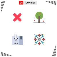 Flat Icon Pack of 4 Universal Symbols of delete logistic cross tree service Editable Vector Design Elements