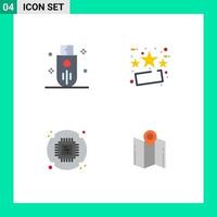 4 Thematic Vector Flat Icons and Editable Symbols of devices chip stick friday processor Editable Vector Design Elements