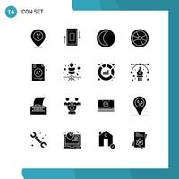 Pictogram Set of 16 Simple Solid Glyphs of experiment chemistry phone biology night Editable Vector Design Elements