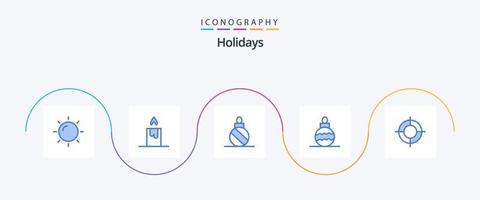 Paquete de 5 iconos de vacaciones azul que incluye. objetivo. bola de Navidad. localización. Navidad vector