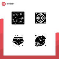 Set of 4 Modern UI Icons Symbols Signs for eid shorts lettering achievement vacation Editable Vector Design Elements