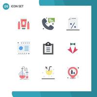 Set of 9 Modern UI Icons Symbols Signs for checklist debit messaging credit tax Editable Vector Design Elements