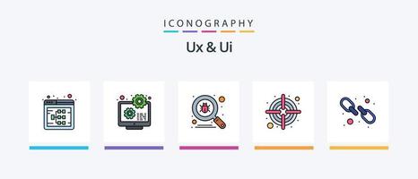 ux y ui line llenaron 5 paquetes de íconos que incluyen . diseño de interfaz de usuario. estructura alámbrica controles deslizantes de interfaz de usuario. página. diseño de iconos creativos vector