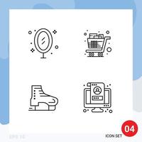 Set of 4 Modern UI Icons Symbols Signs for furniture trolley office full arctic Editable Vector Design Elements