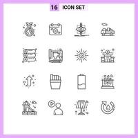 paquete de iconos vectoriales de stock de 16 signos y símbolos de línea para transporte compensado ecología transporte ciencia elementos de diseño vectorial editables vector