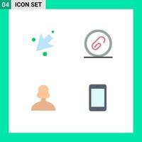 User Interface Pack of 4 Basic Flat Icons of arrow girl attach file user Editable Vector Design Elements