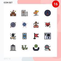 Set of 16 Modern UI Icons Symbols Signs for disk computer dierection information circle Editable Creative Vector Design Elements