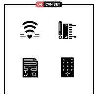 4 Creative Icons Modern Signs and Symbols of wifi graph heart muslim process Editable Vector Design Elements