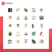 Pictogram Set of 25 Simple Flat Colors of fly world business maker coffee Editable Vector Design Elements