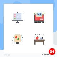 4 iconos creativos signos y símbolos modernos de análisis de negocios aprendizaje webinar powerpoint elementos de diseño vectorial editables vector