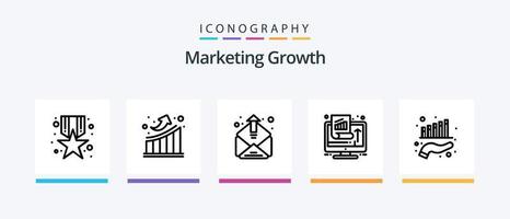 paquete de iconos de línea de crecimiento de marketing 5 que incluye clave. tienda. negocio. en línea. puesta en marcha. diseño de iconos creativos vector