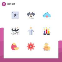 Editable Vector Line Pack of 9 Simple Flat Colors of pastor repair cloud maintenance synchronization Editable Vector Design Elements