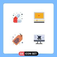 User Interface Pack of 4 Basic Flat Icons of care label medicines audio monitor Editable Vector Design Elements