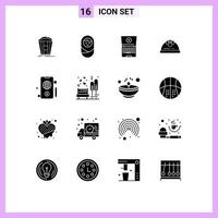 Pictogram Set of 16 Simple Solid Glyphs of date dollar tecnology globe construction Editable Vector Design Elements