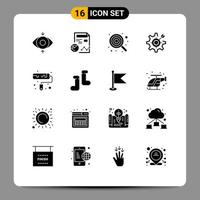 Pictogram Set of 16 Simple Solid Glyphs of target gear baby focus lollipop Editable Vector Design Elements