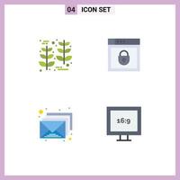 Modern Set of 4 Flat Icons Pictograph of grain inbox wheat shield envelop Editable Vector Design Elements