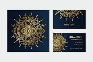 Gold business cards with flower oriental mandala pro vector