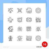 Pictogram Set of 16 Simple Outlines of landing user devices line basic Editable Vector Design Elements