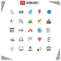 Universal Icon Symbols Group of 25 Modern Flat Colors of point location hard help world wide Editable Vector Design Elements