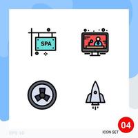 4 Creative Icons Modern Signs and Symbols of board zombie spa sign board news spaceship Editable Vector Design Elements