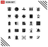 25 Universal Solid Glyph Signs Symbols of accounts plan tubes pipe laboratory gage Editable Vector Design Elements