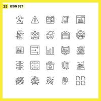 Group of 25 Lines Signs and Symbols for coding bookmark sign booklet screen Editable Vector Design Elements