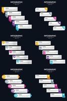 plantilla de diapositiva de presentación del paquete de infografías vectoriales 6 diagramas de ciclo de 5 pasos y líneas de tiempo vector