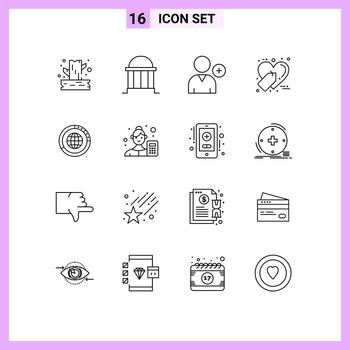 Editable Vector Line Pack of 16 Simple Outlines of data sale tag institute shopping ecommerce Editable Vector Design Elements