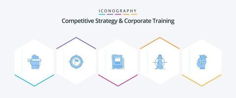 Competitive Strategy And Corporate Training 25 Blue icon pack including expense. consumption. flag. school. education vector