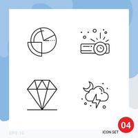 Pictogram Set of 4 Simple Filledline Flat Colors of analysis diamond diagram presentation cloud Editable Vector Design Elements