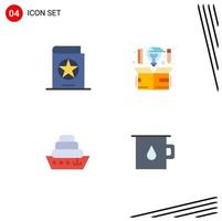 Pictogram Set of 4 Simple Flat Icons of book thinking spells creative liner Editable Vector Design Elements