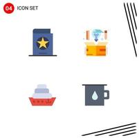 Pictogram Set of 4 Simple Flat Icons of book thinking spells creative liner Editable Vector Design Elements