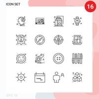 16 User Interface Outline Pack of modern Signs and Symbols of resume iot food internet of things smart watch Editable Vector Design Elements
