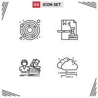 Mobile Interface Line Set of 4 Pictograms of astronomy shopping business dmca shopping Editable Vector Design Elements