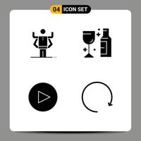 Pack of 4 Modern Solid Glyphs Signs and Symbols for Web Print Media such as ability play organization party clockwise Editable Vector Design Elements