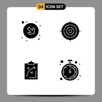 Universal Icon Symbols Group of 4 Modern Solid Glyphs of arrow strategic target circle tactics Editable Vector Design Elements