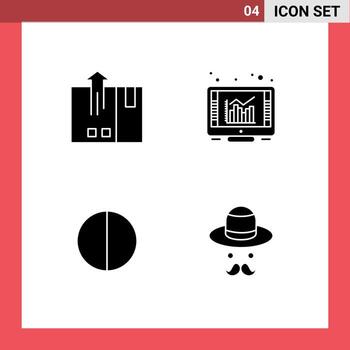 Modern Set of 4 Solid Glyphs and symbols such as barcode antialiasing export graph quality Editable Vector Design Elements