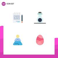 Group of 4 Modern Flat Icons Set for business meditation list mass weapon yoga Editable Vector Design Elements