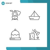 Set of 4 Commercial Filledline Flat Colors pack for retro clothing boat vehicles winter Editable Vector Design Elements