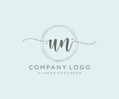 Initial UN feminine logo. Usable for Nature, Salon, Spa, Cosmetic and Beauty Logos. Flat Vector Logo Design Template Element.