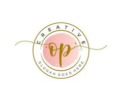 initial OP Feminine logo beauty monogram and elegant logo design, handwriting logo of initial signature, wedding, fashion, floral and botanical with creative template. vector