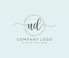 Initial UD feminine logo. Usable for Nature, Salon, Spa, Cosmetic and Beauty Logos. Flat Vector Logo Design Template Element.